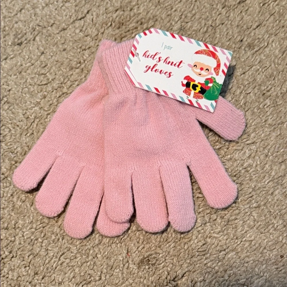 Kids Pink Knit Gloves one size kids toddler